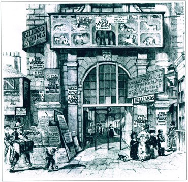 The entrance to Cross's Menagerie in St Paul's Square, Liverpool
